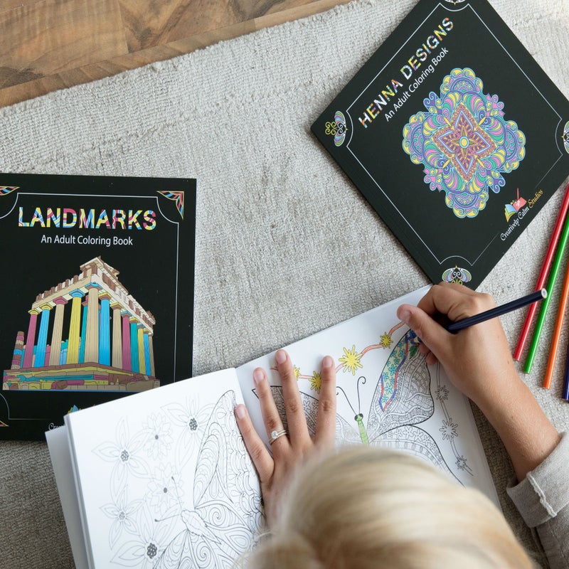 Creatively Calm Studios Adult Coloring Books Set â€“ 3 Pack â€“ Butterflies, Flowers, Henna & Landmarks. Coloring Books for Adults Relaxation - Image 3